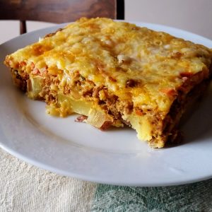 Vegetarian Southwestern Breakfast Pie with soyrizo